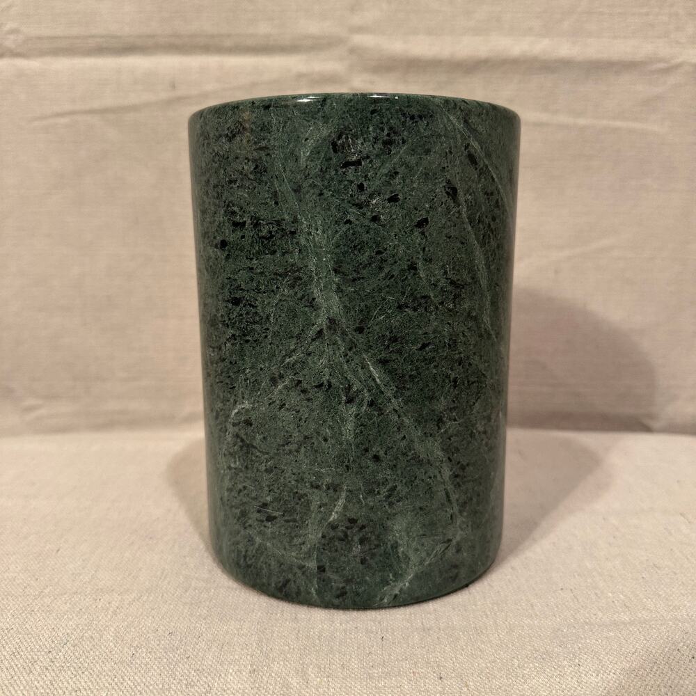 Vintage MCM Green Marble Stone Wear Utensil Holder Wine Chiller 7" BEAUTIFUL